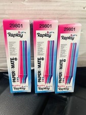 3 Boxes of 12 Papermate Replay Erasable Ballpoint Pens   29801 Pink/Aqua/Purple