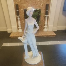 Vintage A. Belcari Lady Figurine ornament with Wooden Base