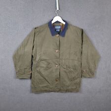 Vintage LANDS END Barn Coat Womens L Green Chore Jacket Hunting Flannel Lined