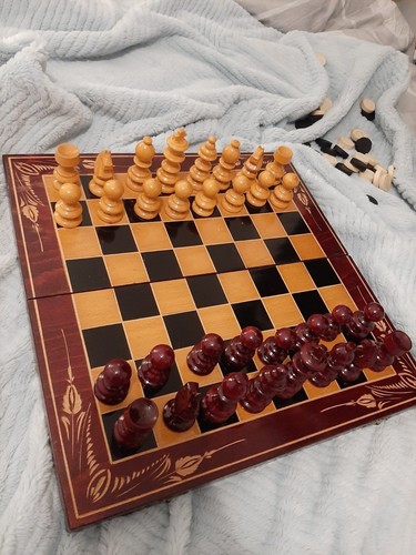 1970 vintage wooden - wooden, chess
