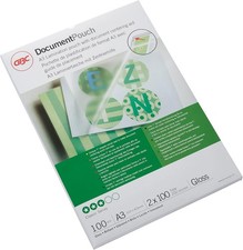 GBC Laminating Pouches A4/A3 - 100 Pack - Gloss Finish - 100/125 Micron