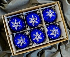 Hand painted glass baubles - painted, set