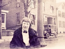 Vintage Photo Film Negative Old Car Delivery Truck Woman City Street Scene 1910s
