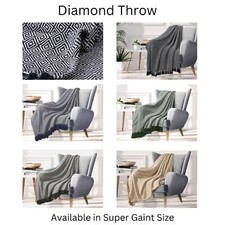 Diamond Cotton Throws for Sofas Blanket, Upto 2/3/4 Seater Sofa Bed Armchair