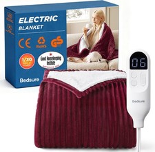 Bedsure Heated Blanket Electric Throw Ribbed Flannel Heating 130x160cm, Striped