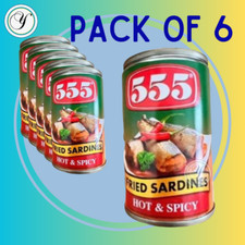 555 fried sardines in hot & spicy sauce  (pack of 6 tins)