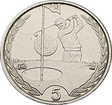 Isle of Man Golfer 5p coin - Circulated