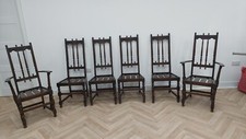 Ercol Old Colonial Gothic Style Elm Dining Chairs (Set Of 6 / x2 Carver Style)