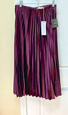 Lush Clothing Pleated Midi Skirt Size Medium Women Wine Maroon Whimsygoth NWT