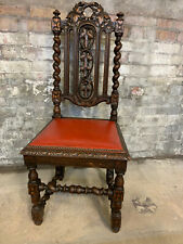 Carved Oak Hall Chair. Antique