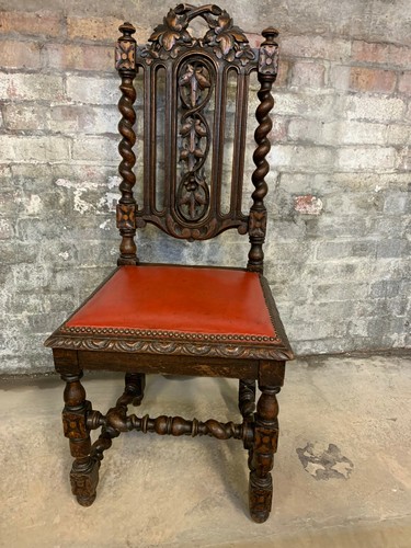 Carved oak hall chair - oak,