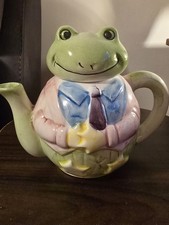 Ceramic Teapot Of A Dressed Frog 6 Inch Tall 8 Inch Wide