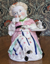 Victorian 19th Century Figural German Porcelain Tea Lady Tobacco Jar Antique V&A