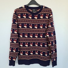 Tango London Men's /Unisex Navy Patterned Fox Jumper. Size S