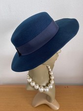 Vintage Wool Felt Hat in Navy Blue Stylish and Elegant Bermona Trend