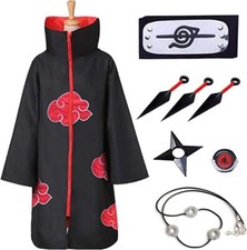 Uchiha Itachi Cloak Anime Cosplay Costume Robe and Accessories Size XXL X300