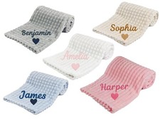 Personalised Baby Wrap – Embroidered Name & Heart Design – Super Soft Gift