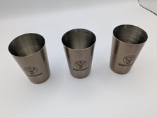 RARE SET of 3 BRAND NEW JAGERMEISTER LIGHT BRONZE METAL SHOT GLASSES. GERMANY