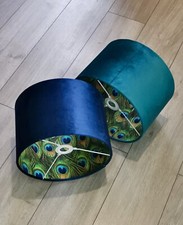 new luxury HQ velvet navy blue peacock double sided lamp shade pendant shade