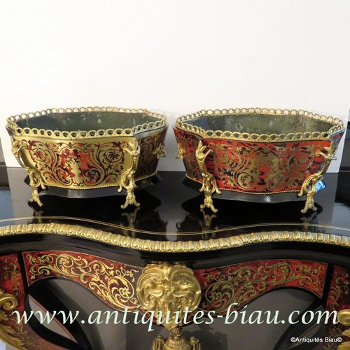 Pair planter boulle - planter,
