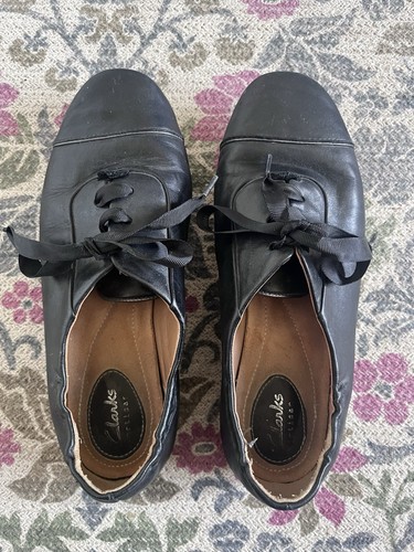 Black leather ladies clarks - ladies,