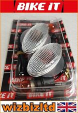 Pair of Motorbike Oval Flush Mount Fairing Indicators (12v Clear Lens) INDFSLST