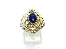 Ornate Vintage Sterling Silver Lapis Lazuli Poison Locket Ring N (US 6 3/4) 6.5g