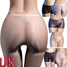 UK Women Glossy See Through Boxer Shorts Underwear Stretch Panties Safety Shorts