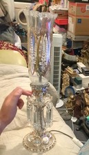 BEAUTIFUL ELECTRIC  19thC BACCARAT MEDALLION CANDELABRA HURRICANE SHADE GOLD