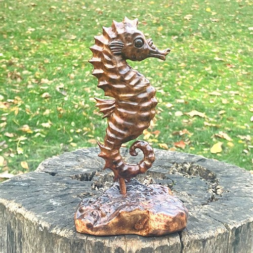 Wooden seahorse sculpture - seahorse,