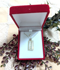 Vintage 925 Sterling Silver 1977 Jubilee Ingot Pendant necklace Faceted stone