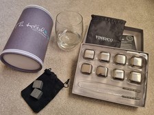 Rocking Whisky Glass & Stones Plus Set Of 8 Whisky Ice Cubes