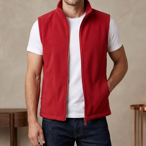 Premium men red fleece - fleece, vest