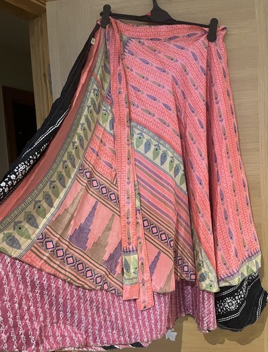 Long pink silk skirt - long, boho