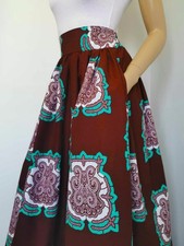 MUMBI African Print Full Length / Maxi Skirt 100 % Wax Cotton Handmade UK