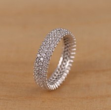 925 Sterling Silver Eternity Band Ring 3 Row CZ Various Sizes