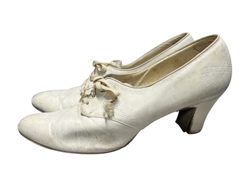 Vtg 1920s 1930s white leather - 1920s,