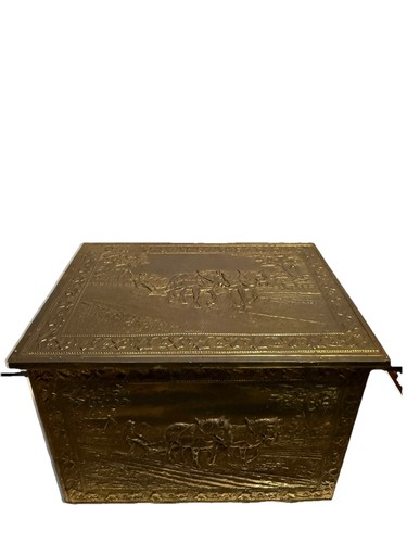 Vintage brass coal box - vintage,