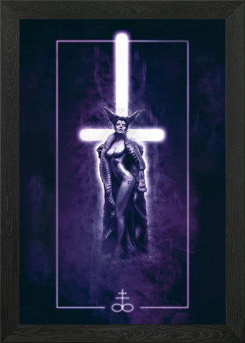 Neon satanic framed wall - neon, art