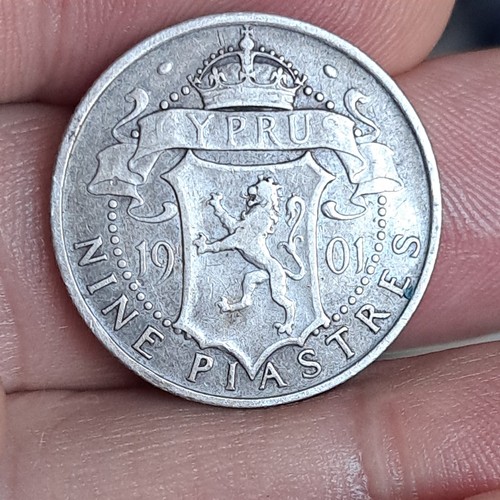 1901 cyprus nine piastres - 9,