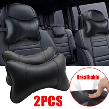 2Pcs Car Seat Head Neck Rest Leather Support Cushion Pad HeadRest Bone Pillow UK