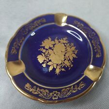 Limoges FRANCE Cobalt Blue & 24k Gold Porcelaine D’Art Ashtray