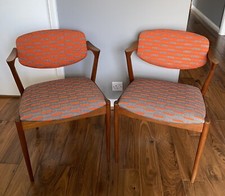 Pair Kai Kristiansen Model 42 Danish Mid Century Teak Dining Chairs - Stunning