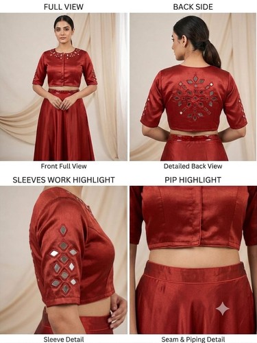 Red rusty readymade mashru - red,