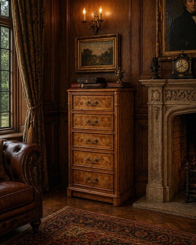Burr walnut filing cabinet - walnut,