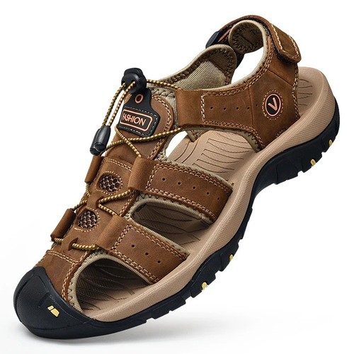 Men leather sandals - men's, casual
