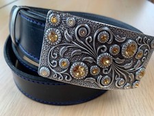 Diamante Leaf Buckle Navy Blue