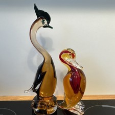 Pair Of Murano Art Glass Birds