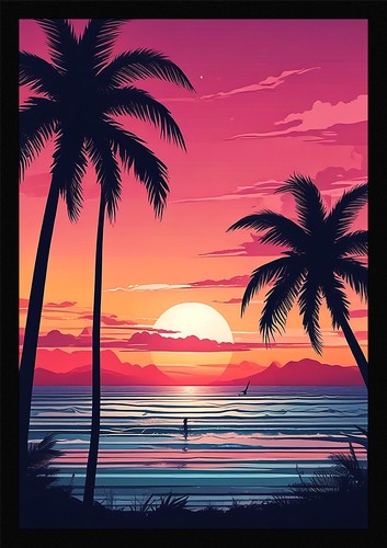 Dramatic tropical beach - tropical, framed