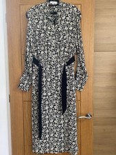 Reiss Black & White Print Maxi Shirt Dress Size 10 New